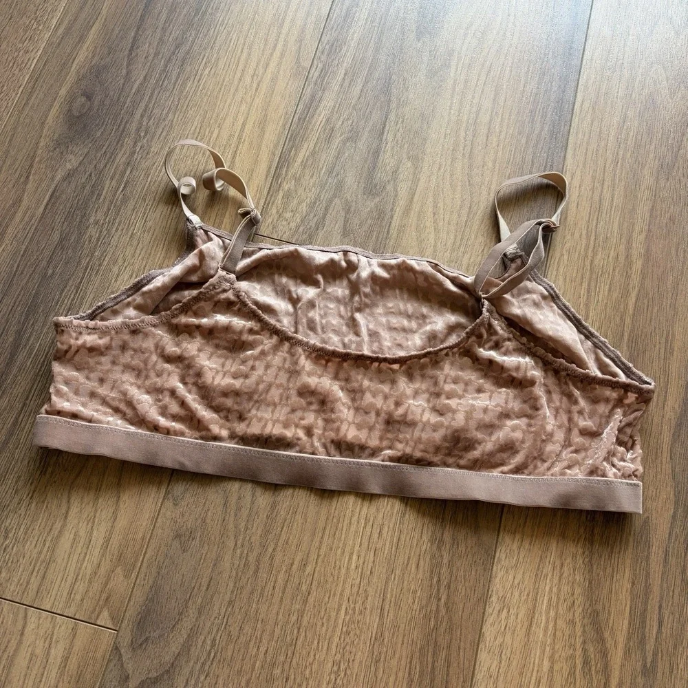 SKIMS Velvet Logo Scoop Bralette Chai Women's X Large - Picture 5 of 5